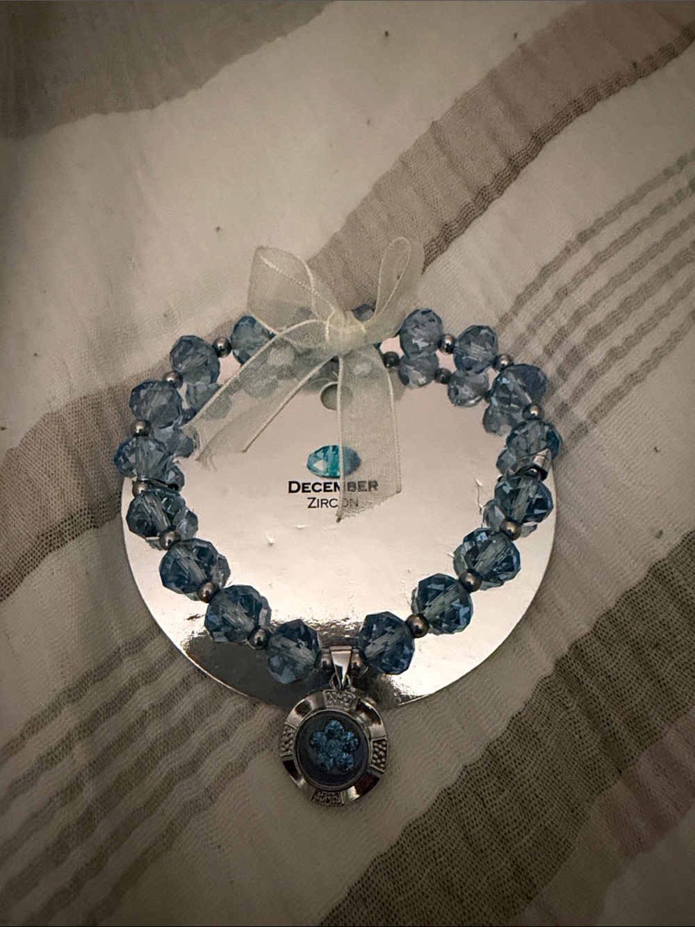 Nicole Light Blue Faceted Bead Bracelet with Pendant